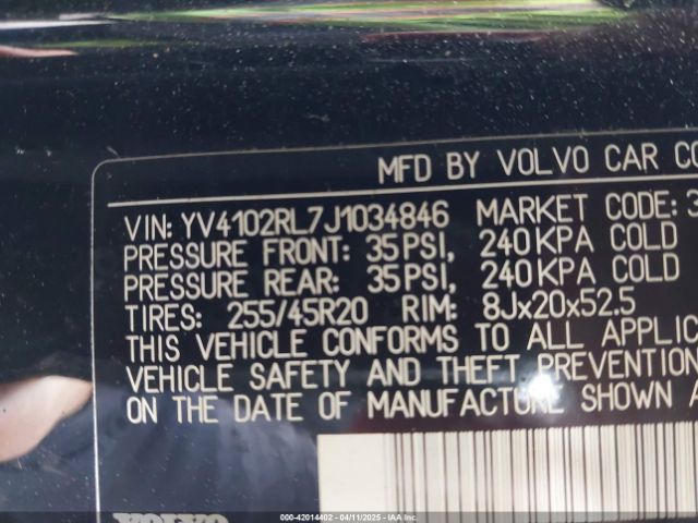 YV4102RL7J1034846 Volvo Xc60 T5 Inscription