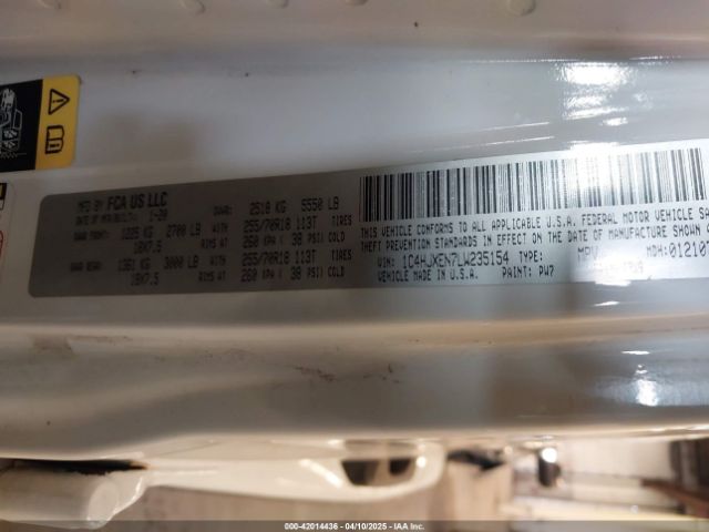 1C4HJXEN7LW235154 Jeep Wrangler Unlimited Sahara 4x4