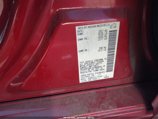 1N4AL3AP7GC169682 Nissan Altima 2.5 Sr