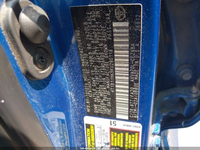 4T1B11HK5KU280118 Toyota CAMRY LE