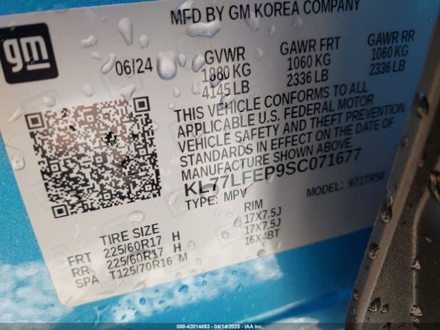 KL77LFEP9SC071677 Chevrolet Trax Fwd Ls
