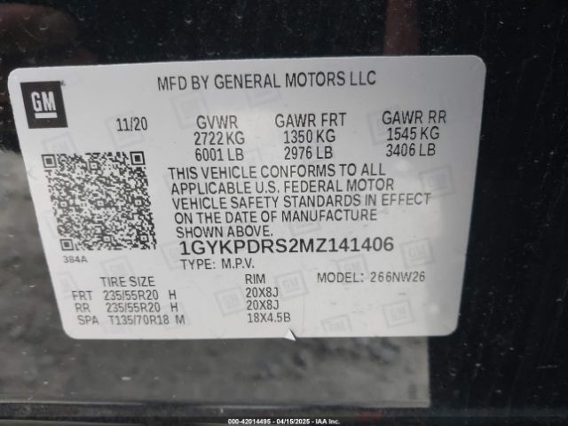 1GYKPDRS2MZ141406 Cadillac Xt6 Awd Premium Luxury