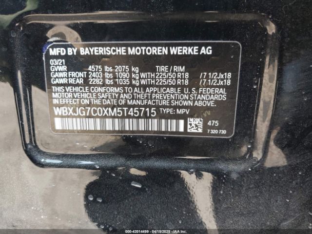 WBXJG7C0XM5T45715 BMW X1 Sdrive28i