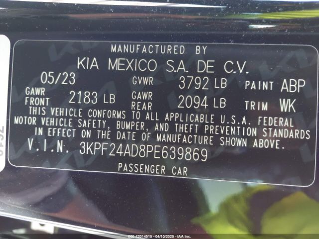 3KPF24AD8PE639869 KIA Forte Lxs