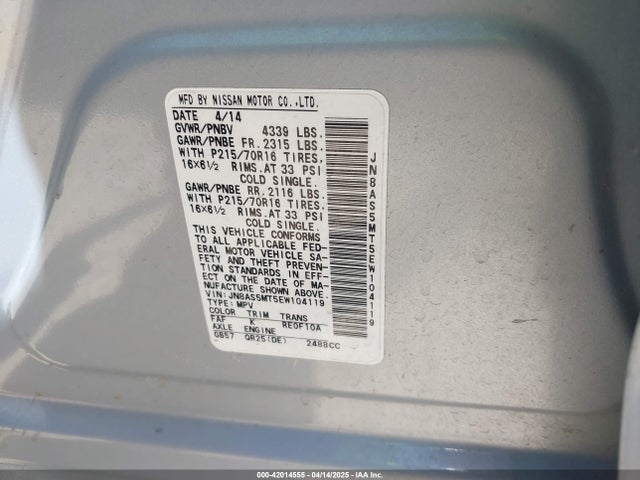 Nissan Rogue Select S 2014 JN8AS5MT5EW104119 Image 9