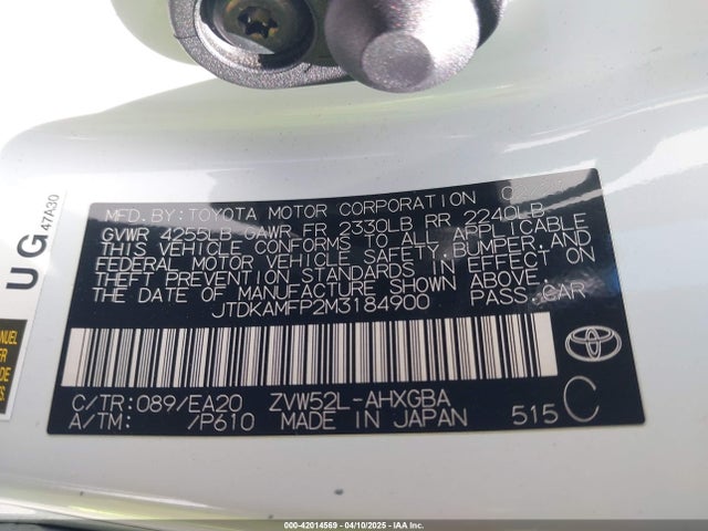 JTDKAMFP2M3184900 Toyota Prius Prime Xle