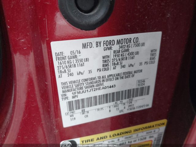 1FMJU1JT2HEA01443 Ford Expedition Xlt