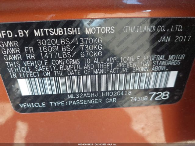 ML32A5HJ1HH020418 Mitsubishi Mirage Gt