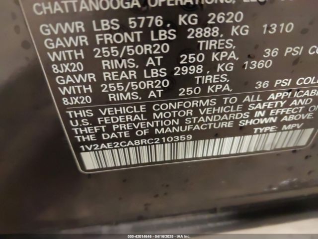 1V2AE2CA8RC210359 Volkswagen Atlas Cross Sport 2.0t Sel R-line