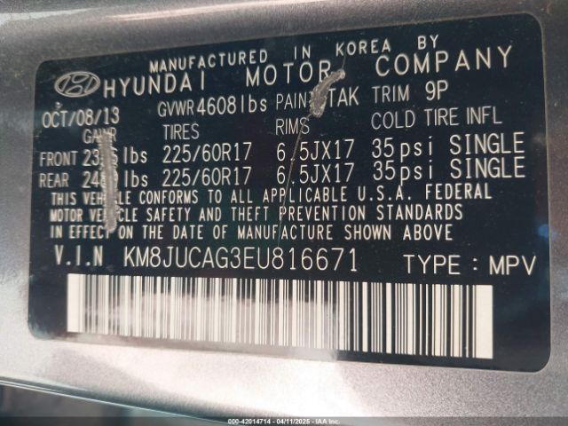 KM8JUCAG3EU816671 Hyundai TUCSON SE