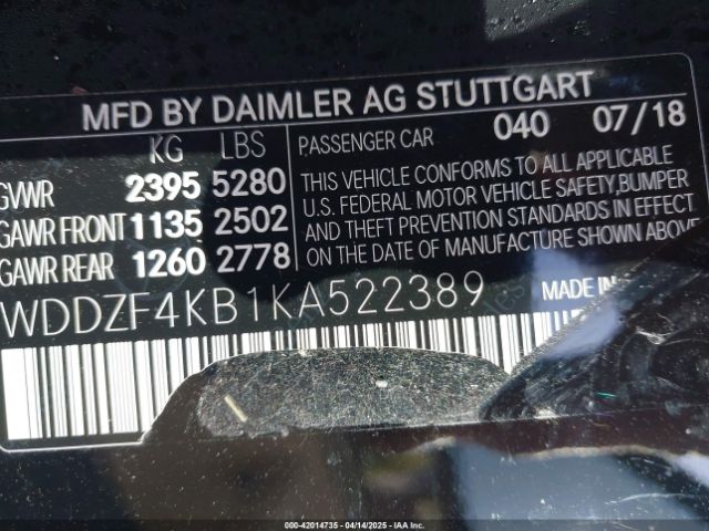 WDDZF4KB1KA522389 Mercedes-Benz E 300 4matic