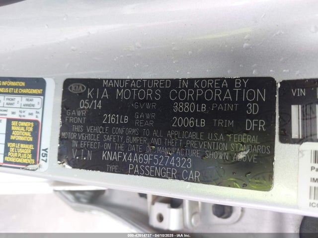 KNAFX4A69F5274323 KIA dohc mpi nu