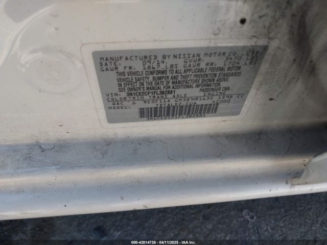 3N1CE2CP1FL382881 Nissan Versa Note S (sr)/s Plus/sl/sr/sv
