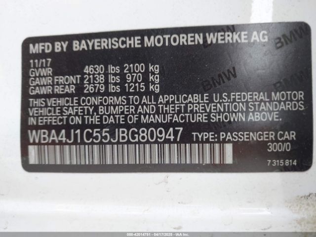 2018 BMW 430I GRAN COUPE WBA4J1C55JBG80947 Photo 8