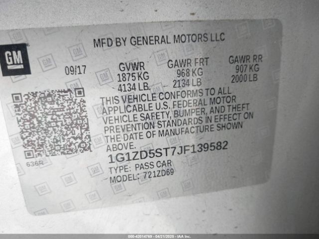 1G1ZD5ST7JF139582 Chevrolet MALIBU LT