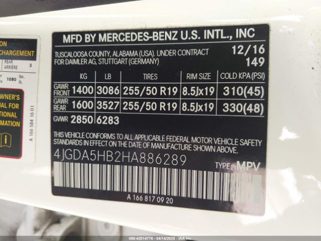 4JGDA5HB2HA886289 Mercedes-Benz Gle 350 4matic