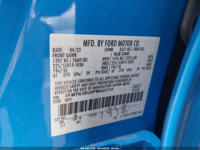 3FMTK3SU0PMA22110 Ford Mustang Mach-e Premium