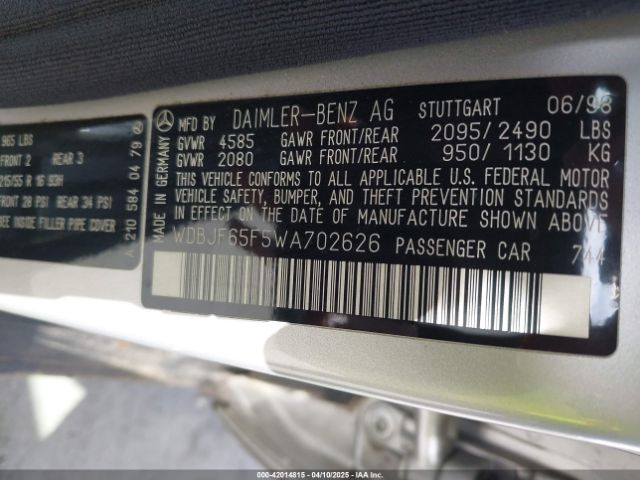 1998 MERCEDES-BENZ E 320 WDBJF65F5WA702626 Photo 8