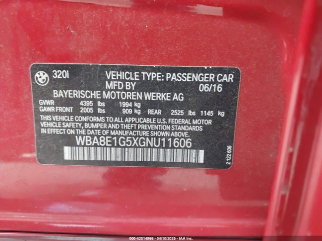 WBA8E1G5XGNU11606 BMW 320i