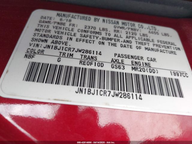 JN1BJ1CR7JW286114 Nissan Rogue Sport Sl