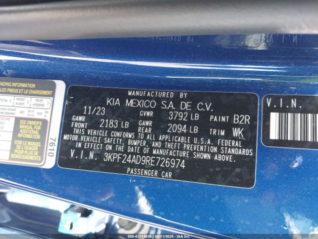 3KPF24AD9RE726974 KIA Forte Lxs