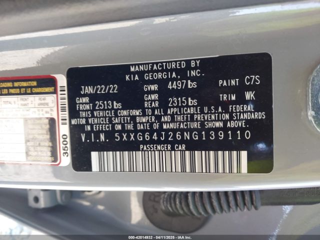 5XXG64J26NG139110 KIA K5 Gt-line