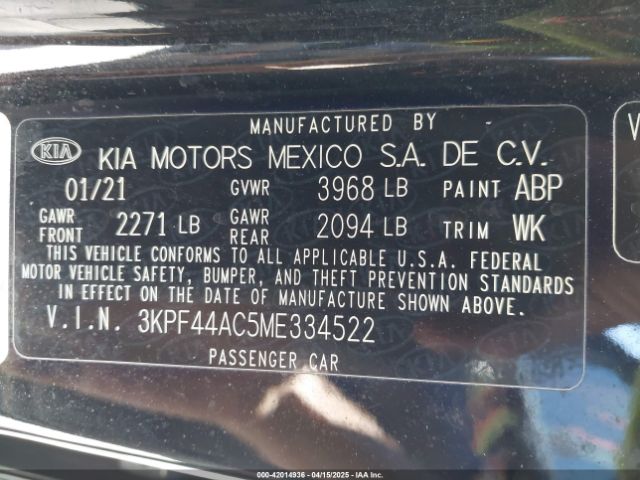 3KPF44AC5ME334522 KIA FORTE GT