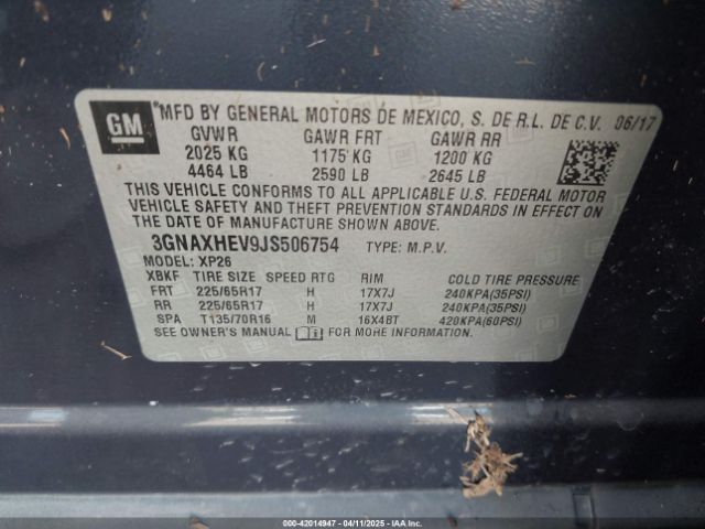 2018 CHEVROLET EQUINOX 3GNAXHEV9JS506754 Photo 8