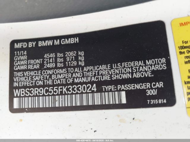 2015 BMW M4 WBS3R9C55FK333024 Photo 8