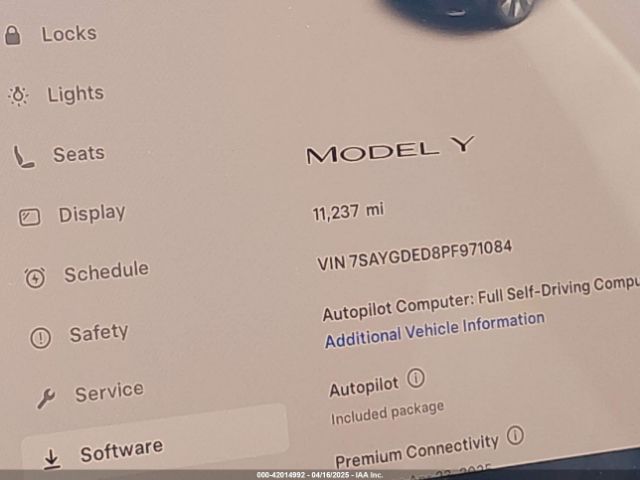 7SAYGDED8PF971084 Tesla Model Y Rwd