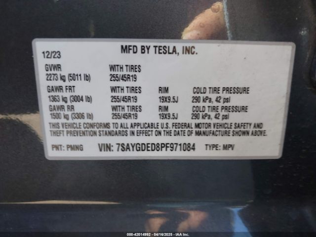 7SAYGDED8PF971084 Tesla Model Y Rwd
