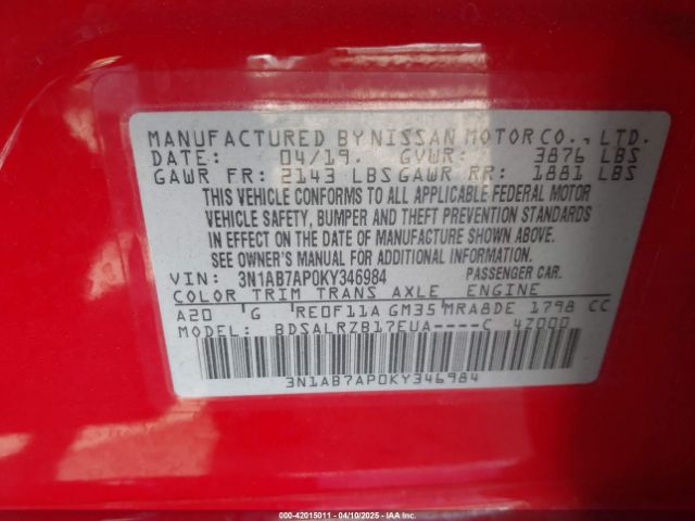 3N1AB7AP0KY346984 Nissan SENTRA SR