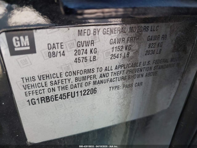 Chevrolet luu - ffv, e-flex, fam 0 2015 1G1RB6E45FU112206 Image 9