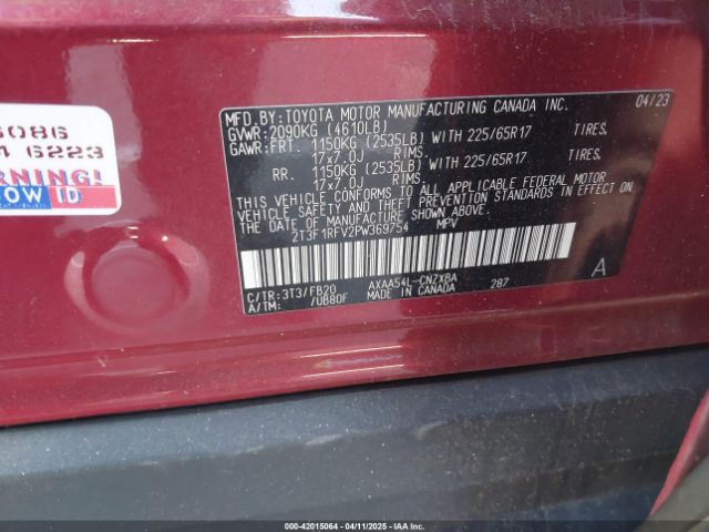 2T3F1RFV2PW369754 Toyota RAV4 LE