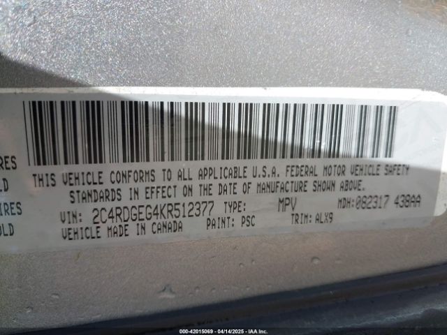 2C4RDGEG4KR512377 Dodge Grand Caravan Gt
