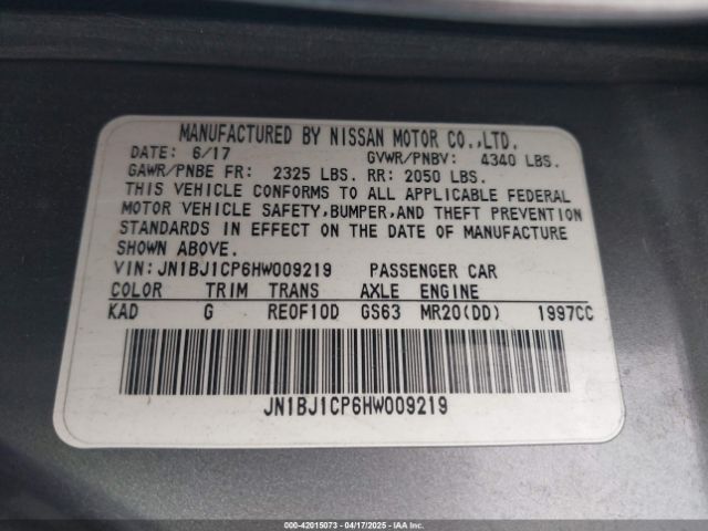 JN1BJ1CP6HW009219 Nissan Rogue Sport S