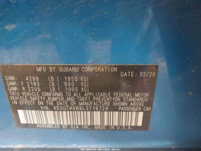 2020 SUBARU IMPREZA 4S3GTAV69L3716729 Photo 8