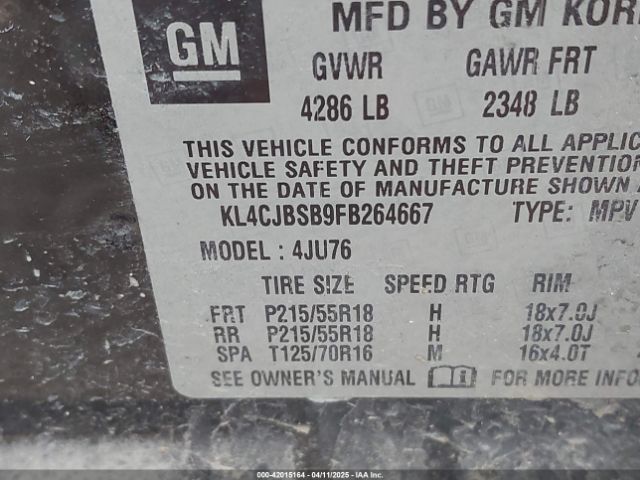 KL4CJBSB9FB264667 Buick Encore Convenience