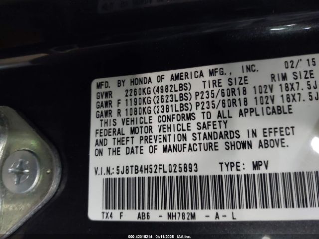 2015 ACURA RDX 5J8TB4H52FL025893 Photo 8