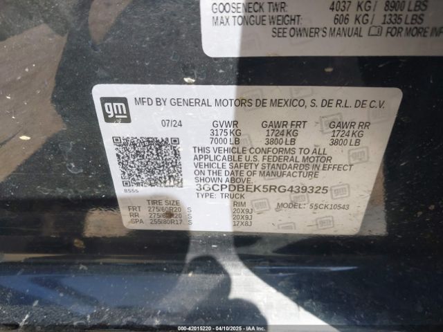 3GCPDBEK5RG439325 Chevrolet Silverado 1500 4wd  Short Bed Custom
