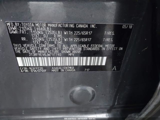 2T3RFREV6JW797740 Toyota Rav4 Xle