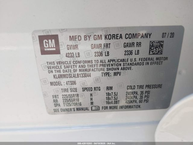 KL4MMDSL4LB133044 Buick Encore Gx Fwd Select