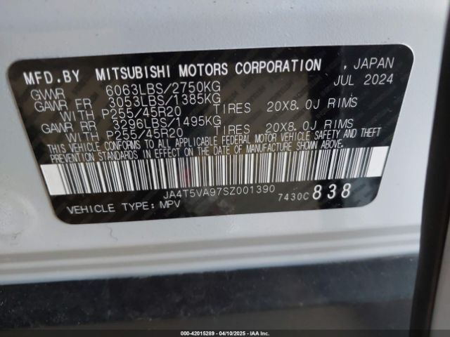 2025 MITSUBISHI OUTLANDER PHEV JA4T5VA97SZ001390 Photo 8