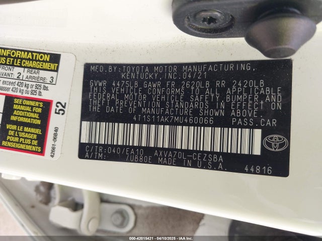 4T1S11AK7MU460066 Toyota CAMRY SE
