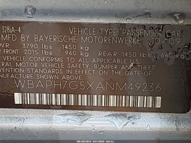 2010 BMW 3 SERIES WBAPH7G5XANM49236 Photo 8