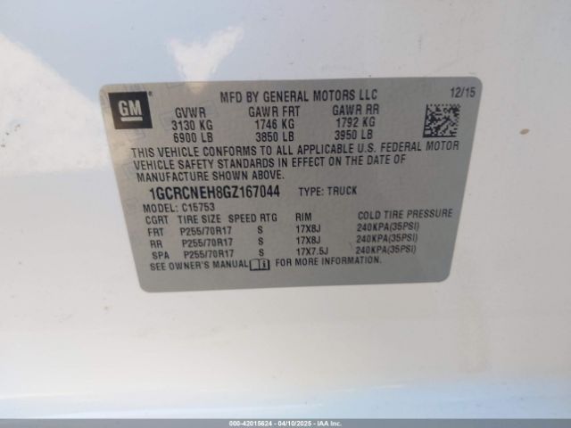 1GCRCNEH8GZ167044 Chevrolet Silverado 1500 Wt