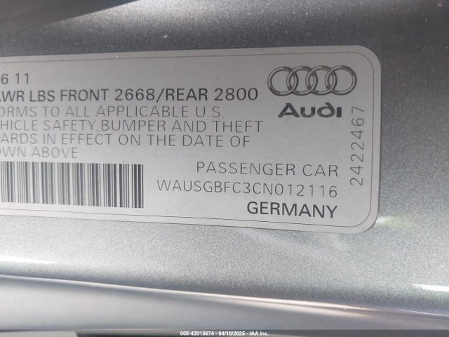 2012 AUDI A7 WAUSGBFC3CN012116 Photo 8