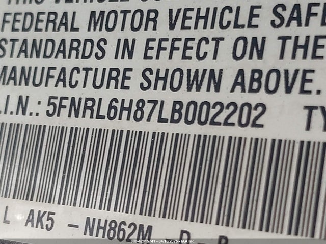 Honda Odyssey Touring 2020 5FNRL6H87LB002202 Image 9