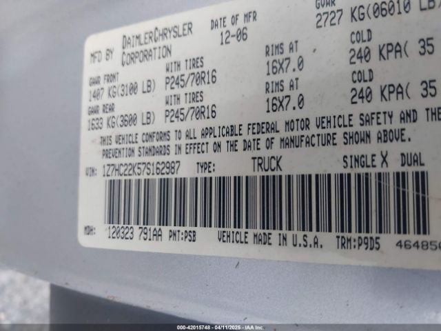 2007 MITSUBISHI RAIDER 1Z7HC22K57S162987 Photo 8