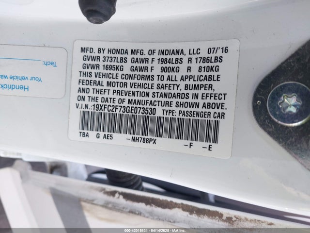 19XFC2F73GE073530 Honda CIVIC EX